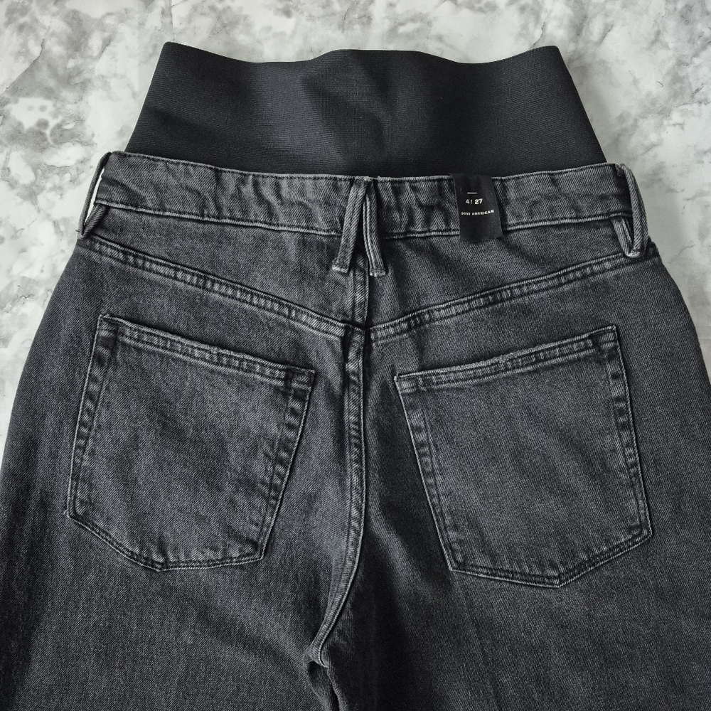 Good American Wide Leg Solution Jeans Built In Elastic Compression Panel - Picture 8 of 14